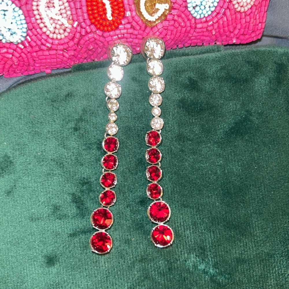 🩶❤️Swarovski Red & Silver Elegant Drop Earrings❤️🩶